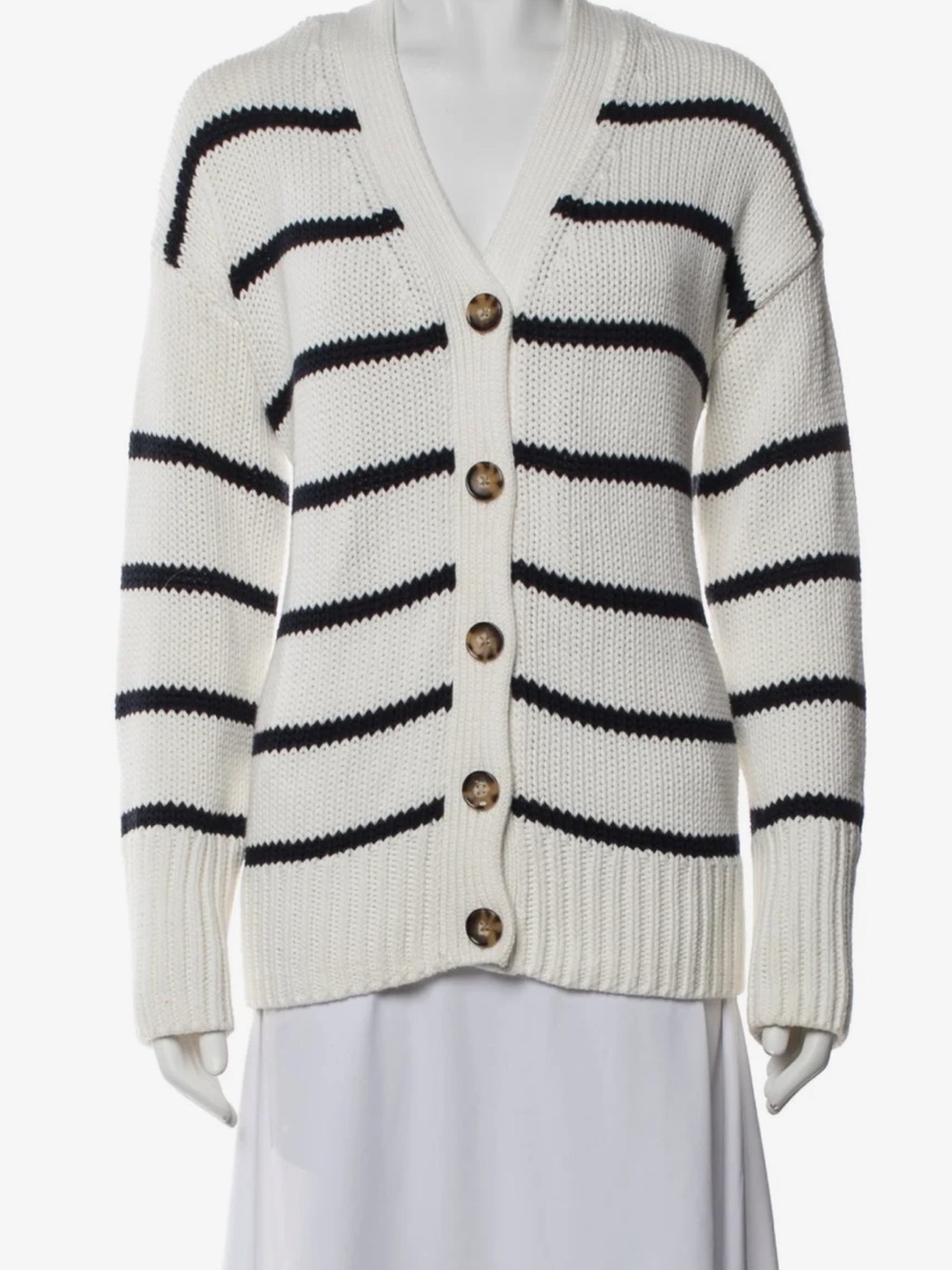 La Ligne Marina Cardigan in Cream/Navy stripe
